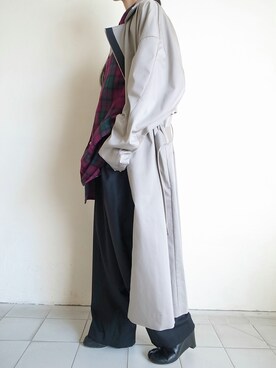 「SHINYAKOZUKA（シンヤコヅカ）のアイテム（トレンチコート）」を使った、TITY niigataさん（レディース・160cm）の夏コーディネート