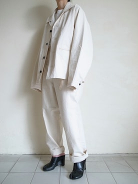 「白」｜「アイテム（カバーオール）」を使った、TITY niigataさん（レディース・160cm）の夏コーディネート