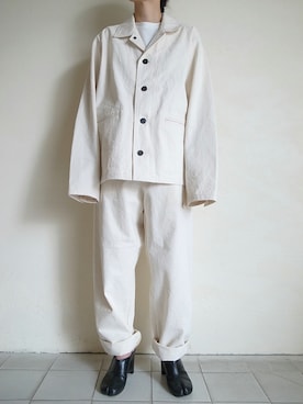 「白」｜「アイテム（カバーオール）」を使った、TITY niigataさん（レディース・160cm）の夏コーディネート