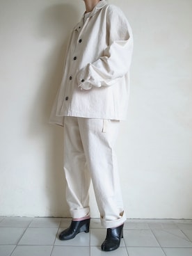 「白」｜「アイテム（カバーオール）」を使った、TITY niigataさん（レディース・160cm）の夏コーディネート