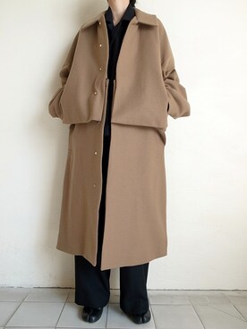 「yoke」｜「アイテム（ステンカラーコート）」を使った、TITY niigataさん（レディース・160cm）の秋コーディネート