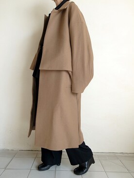 「yoke」｜「アイテム（ステンカラーコート）」を使った、TITY niigataさん（レディース・160cm）の秋コーディネート