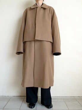 「yoke」｜「アイテム（ステンカラーコート）」を使った、TITY niigataさん（レディース・160cm）の秋コーディネート