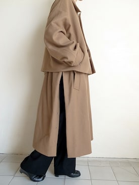 「yoke」｜「アイテム（ステンカラーコート）」を使った、TITY niigataさん（レディース・160cm）の秋コーディネート