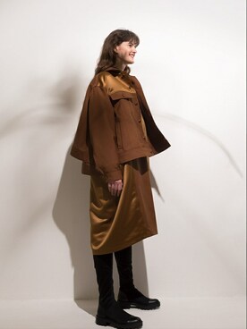 「茶色」｜「アイテム（ブルゾン）」を使った、TITY niigataさん（レディース・172cm）の冬コーディネート