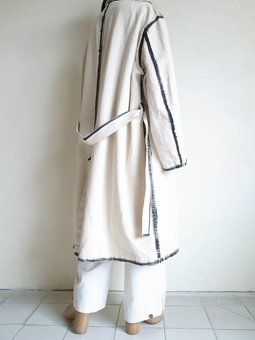 KHOKI Line painted coat ステンカラーコート
