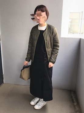 「MANASTASH（マナスタッシュ）のアイテム（ブルゾン）」を使った、チムニーさん（レディース・153cm）の春コーディネート