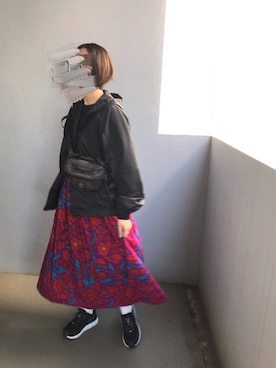 「BOHEMIANS（ボヘミアンズ）のアイテム（スカート）」を使った、チムニーさん（レディース・153cm）の秋コーディネート