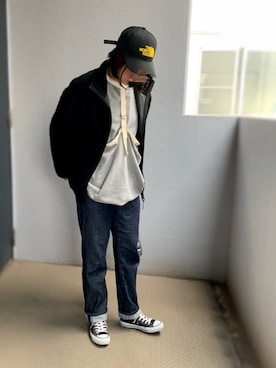 「MANASTASH（マナスタッシュ）のアイテム（ジャケット/アウター）」を使った、チムニーさん（レディース・153cm）の冬コーディネート