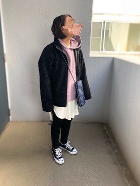 「MANASTASH（マナスタッシュ）のアイテム（ブルゾン）」を使った、チムニーさん（レディース・153cm）の冬コーディネート