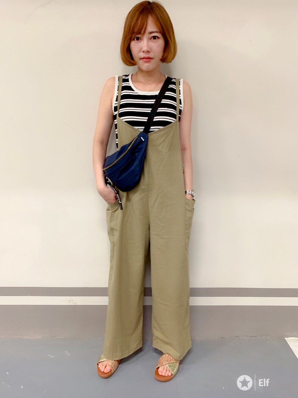 「niko and...のアイテム（ショルダーバッグ、ブルー系）」を使った、Yantong Liouさん（レディース・158cm）の夏コーディネートの1枚目の写真