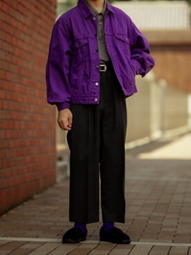 ポロシャツを使った 紫 のメンズ人気ファッションコーディネート 季節 9月 11月 Wear
