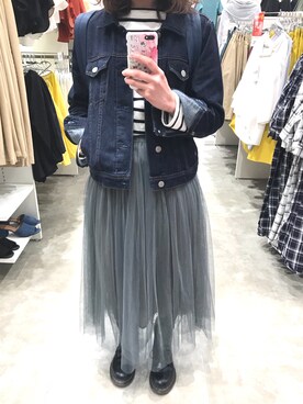「SEVENDAYS=SUNDAY（セブンデイズサンデイ）のアイテム（デニムジャケット）」を使った、AnPさん（レディース・152cm）の春コーディネート