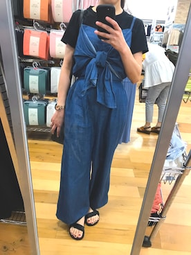 「KOBE LETTUCE（コウベレタス）のアイテム（サロペット/オーバーオール）」を使った、AnPさん（レディース・152cm）の夏コーディネート