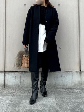 「JOURNAL STANDARD relume（ジャーナルスタンダード　レリューム）のアイテム（ノーカラーコート）」を使った、chibisuzuさん（レディース・150cm）の冬コーディネート