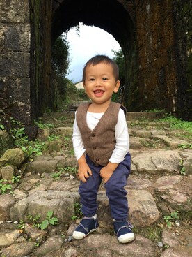 「JOE FRESH（フレッシュ）のアイテム」を使った、佐由松さん（キッズ・90cm）の冬コーディネート