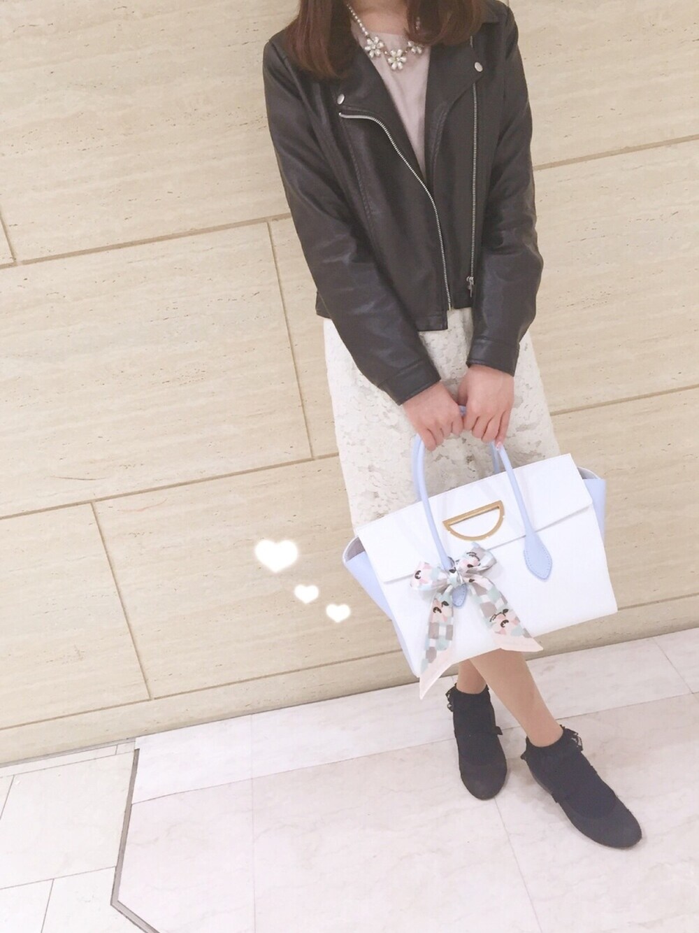 「STG、Samantha Thavasa、willselection、オトナガーリー、春コーデ」｜「Samantha Thavasaのアイテム（バッグ、ホワイト系）」を使った、mayuさん（レディース・163cm）の春コーディネートの1枚目の写真