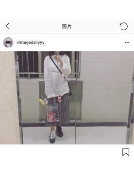 「H&M（エイチ・アンド・エム）のアイテム（スウェット、ホワイト系）」を使った、没头脑和不高兴:))さん（レディース・165cm）の冬コーディネート
