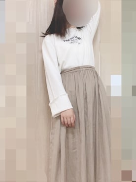 「UNIQLO（ユニクロ）のプリーツパンツ（丈標準41～45cm）（その他パンツ、ベージュ系）」を使った、maさん（レディース・151cm）の秋コーディネート