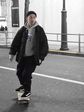 「アイテム（スラックス）」を使った、ryoさん（メンズ・170cm・20代）の春コーディネート