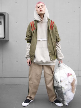 「FACETASM（ファセッタズム）のアイテム（ブルゾン）」を使った、ryoさん（メンズ・170cm）の夏コーディネート