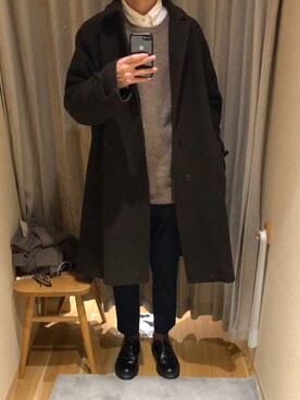 「Dr. Martens（ドクターマーチン）の［UNISEX/ユニセックス］Dr.Martens ドクターマーチン 3EYE GIBSON 1461 MONO 3ホール ギブソン シューズ（ドレスシューズ）」を使った、健康さん（メンズ・174cm）の冬コーディネート