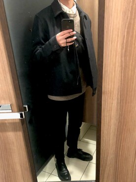 「Dr. Martens（ドクターマーチン）の［UNISEX/ユニセックス］Dr.Martens ドクターマーチン 3EYE GIBSON 1461 MONO 3ホール ギブソン シューズ（ドレスシューズ）」を使った、健康さん（メンズ・174cm）の冬コーディネート