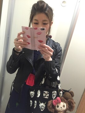 「SPIRALGIRL（スパイラルガール）のアイテム（ライダースジャケット）」を使った、ねこさん（レディース・159cm）の春コーディネート