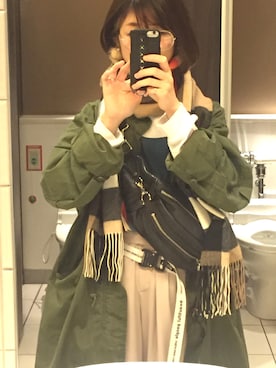 「beautiful people」｜「アイテム（ミリタリージャケット）」を使った、ねこさん（レディース・159cm）の春コーディネート