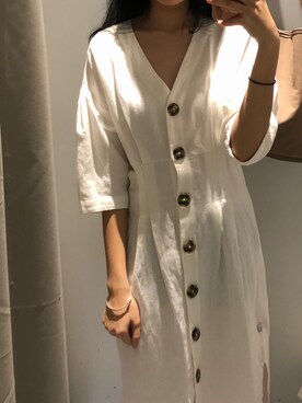 「URBAN RESEARCH DOORS WOMENS」｜「アイテム（シャツワンピース）」を使った、松野兔子さん（レディース・160cm）の春コーディネート