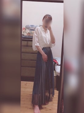 「JEANASIS（ジーナシス）のシアーシャイニープリーツスカート/876109（スカート）」を使った、Miniさん（レディース・159cm・20代）の春コーディネート