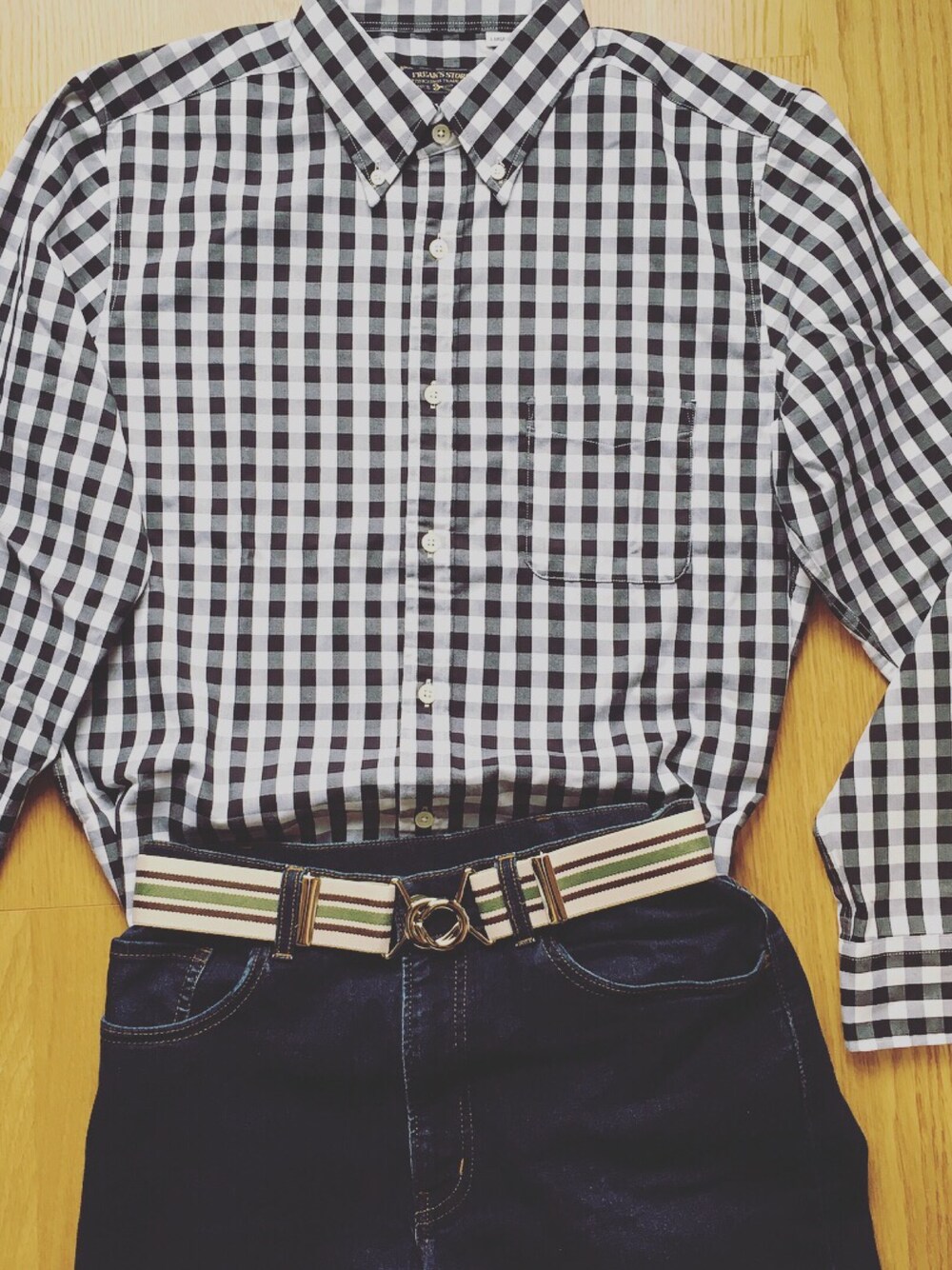 「冬コーデ、オトナカジュアル、FREAK’Ｓ STORE、Kastane、UNIQLO」｜「FREAK'S STOREのギンガムチェックシャツ（シャツ/ブラウス、ブラック系）」を使った、KOUTAさん（メンズ・175cm）の秋コーディネートの1枚目の写真