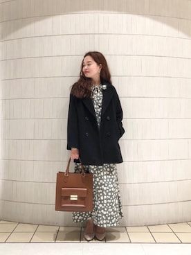「お呼ばれ」｜「アイテム（その他アウター）」を使った、ルクールブランアトレ松戸店スタッフさん（レディース・152cm）の秋コーディネート