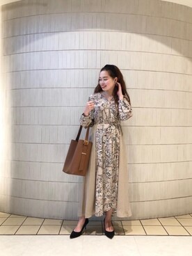 「雨」｜「アイテム（ワンピース/ドレス）」を使った、ルクールブランアトレ松戸店スタッフさん（レディース・152cm）の冬コーディネート