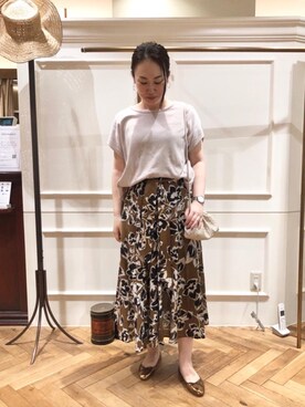 「お呼ばれ」｜「アイテム（バレエシューズ）」を使った、ルクールブランアトレ松戸店スタッフさん（レディース・160cm）の夏コーディネート