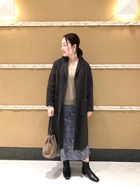 「雨」｜「アイテム（その他アウター）」を使った、ルクールブランアトレ松戸店スタッフさん（レディース・160cm）の秋コーディネート