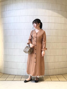 「お呼ばれ」｜「アイテム（トートバッグ）」を使った、ルクールブランアトレ松戸店スタッフさん（レディース・159cm）の春コーディネート