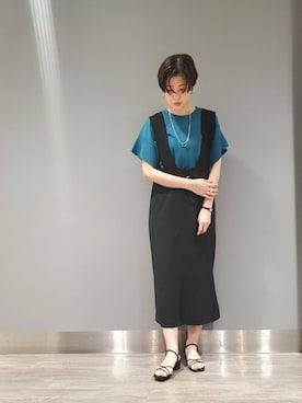 「雨」｜「アイテム（ワンピース/ドレス）」を使った、ルクールブランアトレ松戸店スタッフさん（レディース・155cm）の春コーディネート