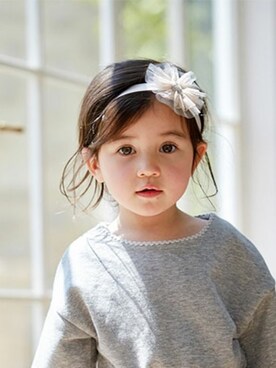 「アイテム（ヘアアクセサリー）」を使った、ドゥドゥさん（キッズ・80cm）の夏コーディネート