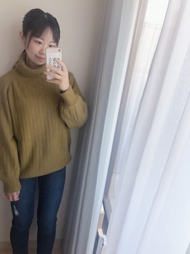 「マスタードイエロー」｜ちょこさん（レディース・152cm）の冬コーディネート