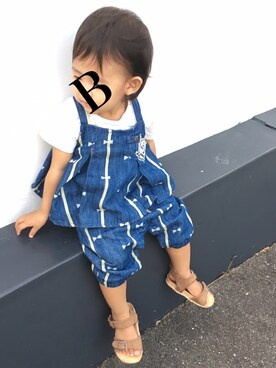 「90cm」｜「アイテム（オールインワン・サロペット）」を使った、びりけんたん♀さん（キッズ・80cm）の夏コーディネート