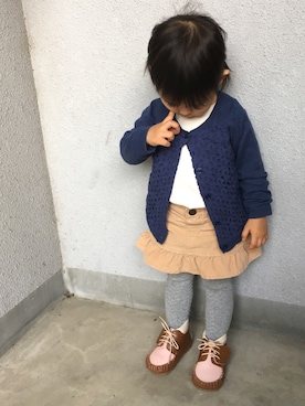 「no brand（ノーブランド）のアイテム（その他シューズ）」を使った、びりけんたん♀さん（キッズ・80cm）の秋コーディネート