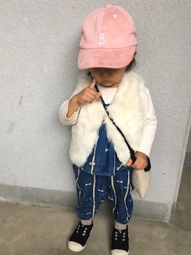 「90cm」｜「アイテム（オールインワン・サロペット）」を使った、びりけんたん♀さん（キッズ・80cm）の秋コーディネート