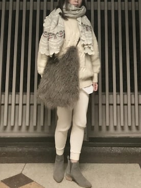 「ケーブルニット」｜「アイテム（ブーティ）」を使った、HONEY  LEMON  PIEさん（レディース・164cm）の冬コーディネート