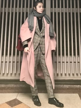 「no brand（ノーブランド）のアイテム（セットアップ）」を使った、HONEY  LEMON  PIEさん（レディース・164cm）の冬コーディネート