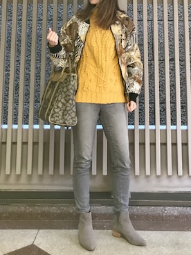 「ケーブルニット」｜「アイテム（ブーティ）」を使った、HONEY  LEMON  PIEさん（レディース・164cm）の冬コーディネート