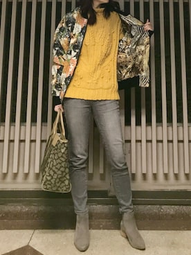 「猫」｜「アイテム（ブルゾン）」を使った、HONEY  LEMON  PIEさん（レディース・164cm）の春コーディネート