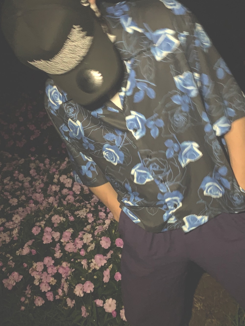 「夏コーデ、鼻、花」｜「RYO TAKASHIMAのアイテム（シャツ/ブラウス、ブルー系）」を使った、Kさん（メンズ・173cm）の夏コーディネートの1枚目の写真