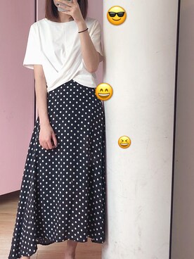 「li lingのアイテム（デニムスカート、ホワイト系）」を使った、slob-LLさん（レディース・165cm）の春コーディネート