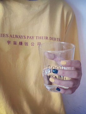 「li lingのアイテム（Tシャツ/カットソー、イエロー系）」を使った、slob-LLさん（レディース・165cm）の春コーディネート